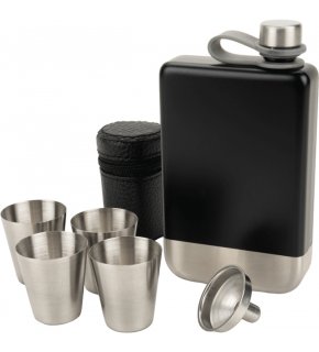 Zestaw piersiówka 266 ml, kieliszki 30 ml i lejek TAHAT Schwarzwolf - F5001200AJ303